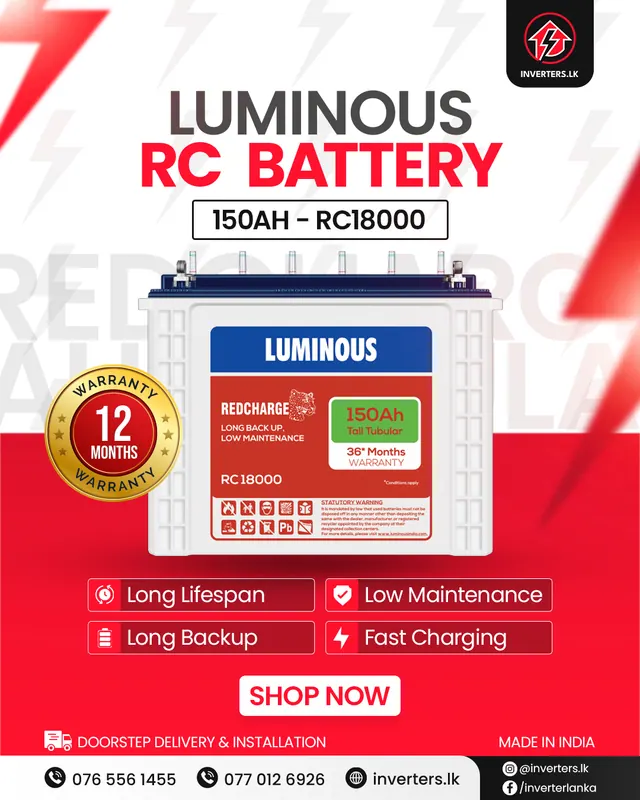 Luminous Redcharge 150Ah (12V) Tall inverter Sri Lanka